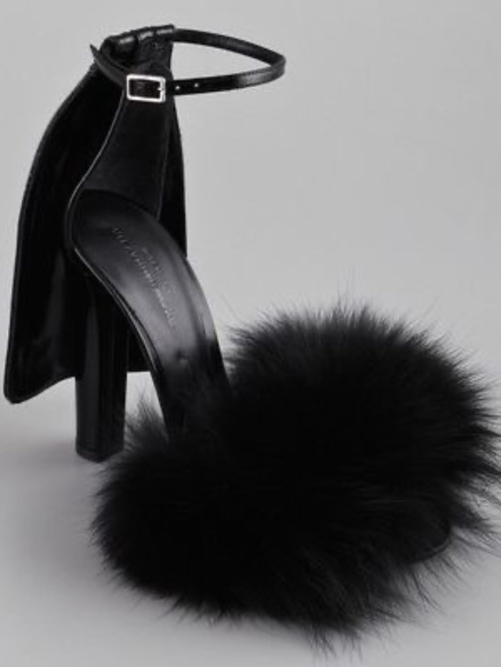 Alexander Wang Black Fur Strap Stiletto Heels